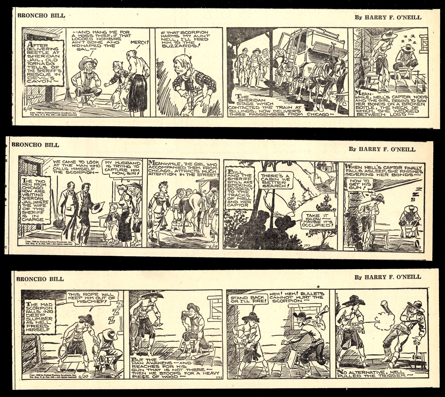 BRONCHO BILL (1940) - 306 Daily Comics - by HARRY F. O'NEILL | eBay